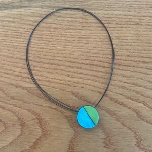 Magnetic Blue and Green circle Pendant Necklace